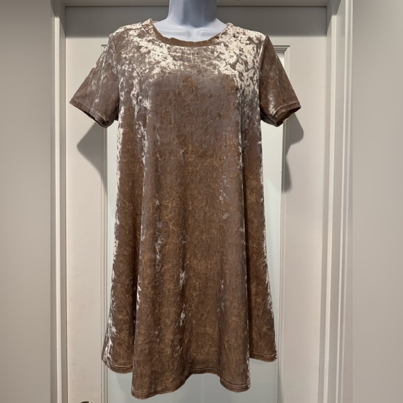 Cotton Bleu Women’s Elegant Crushed Velvet Brown Dress Size S Whimsigoth Chic - Picture 3 of 13